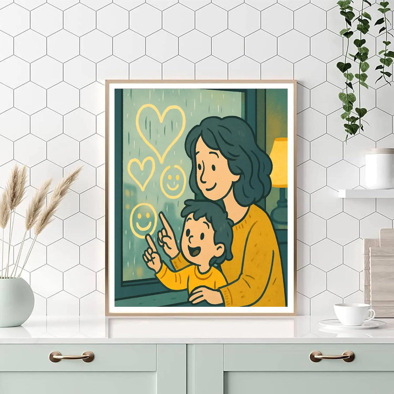 Rainy Window Painting With Mom DIY paint by numbers