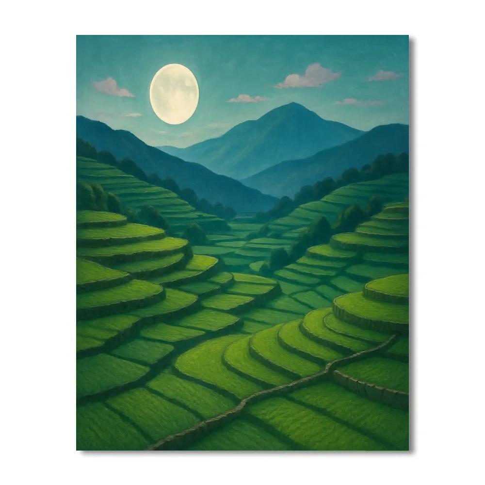 Moonrise Over Terrace Fields painting number kit
