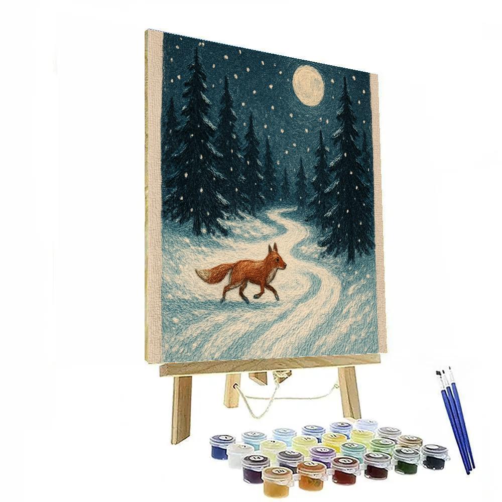 Midnight Fox On The Silver Trail Paint by numbers art