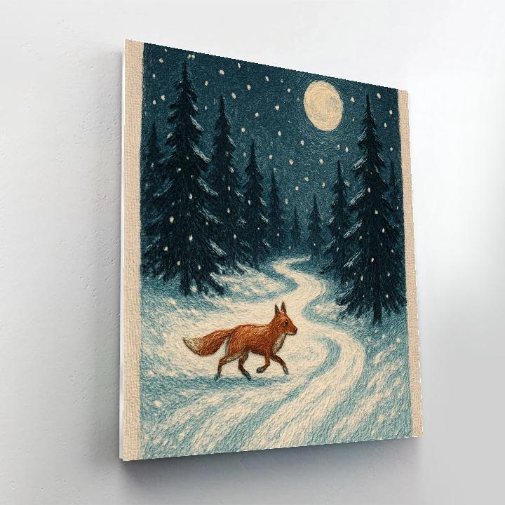 Midnight Fox On The Silver Trail Paint by numbers art