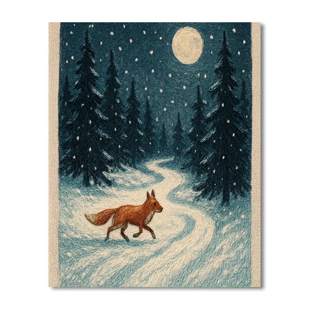 Midnight Fox On The Silver Trail Paint by numbers art