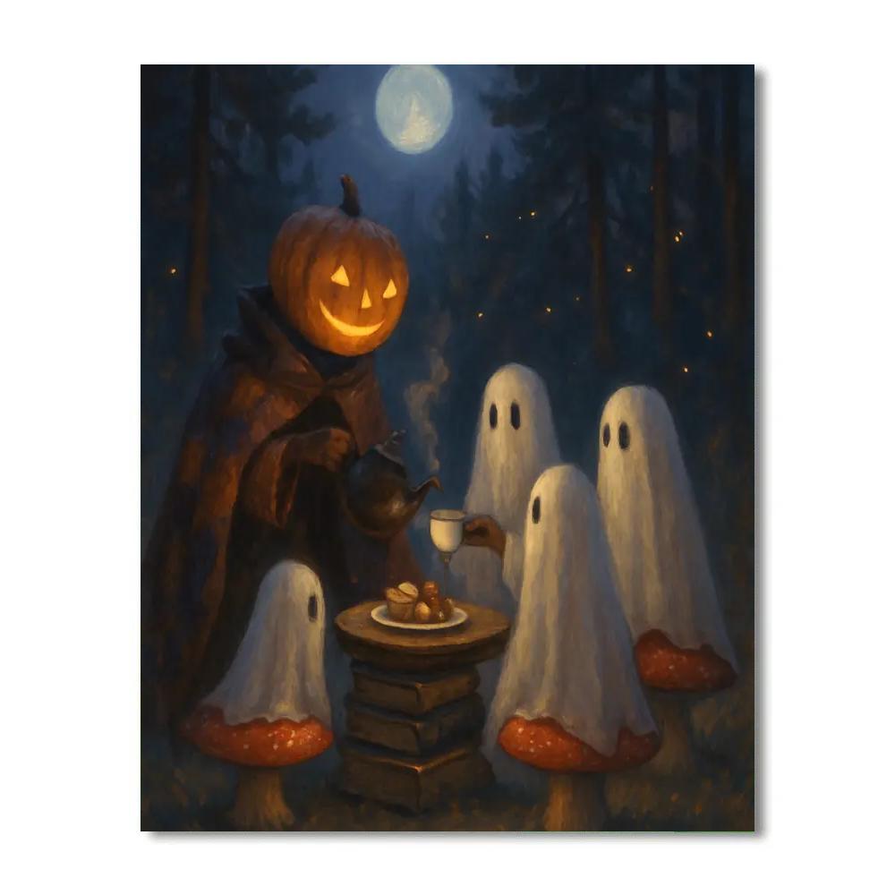 Moonlit Tea Party With Forest Spirits Numbered painting kits