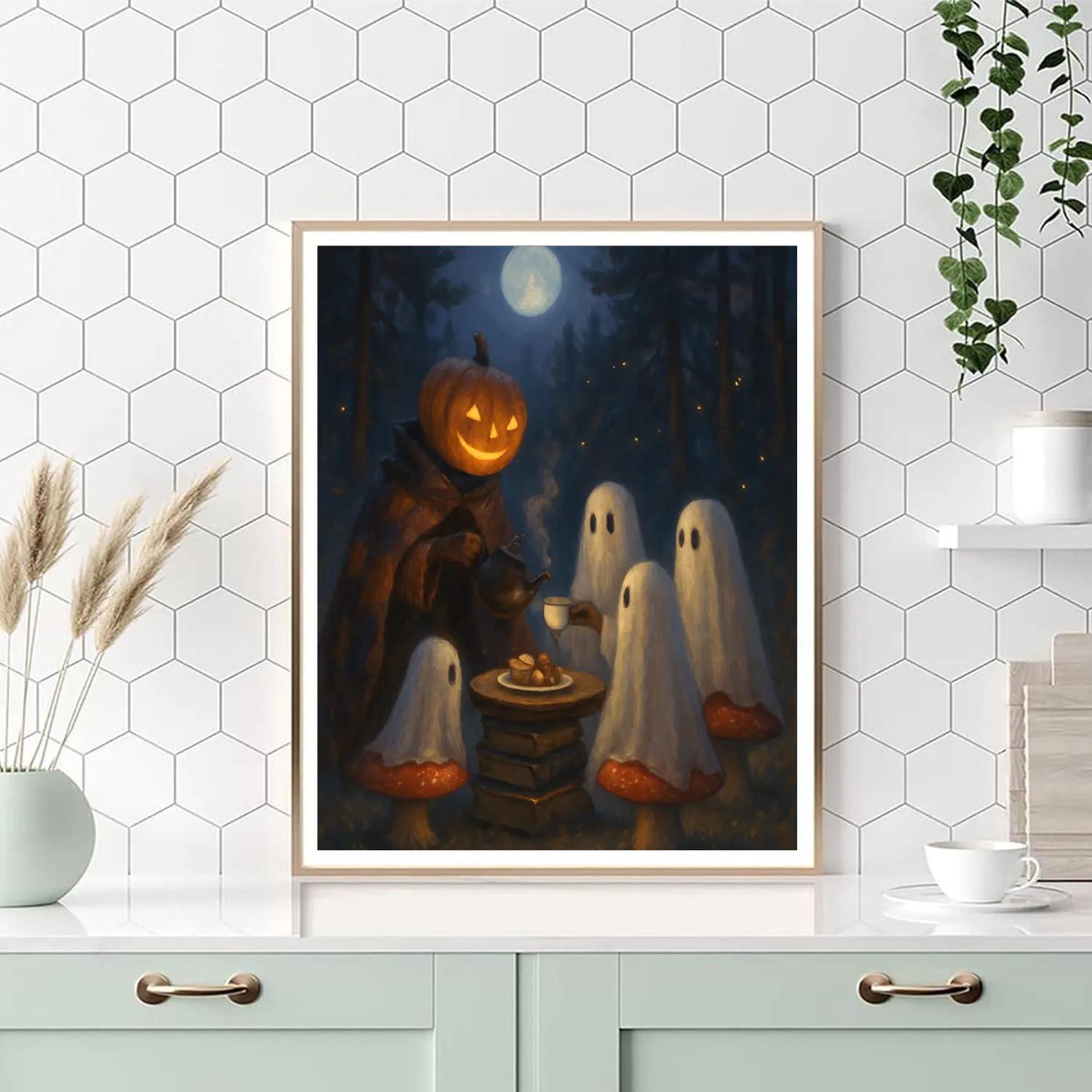 Moonlit Tea Party With Forest Spirits Numbered painting kits