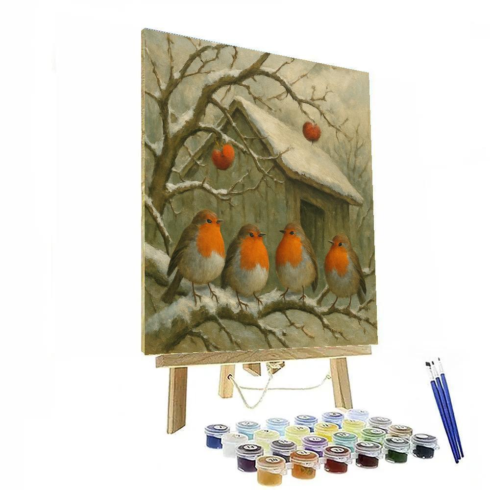 Winter Robins In The Orchard Nook paint by color