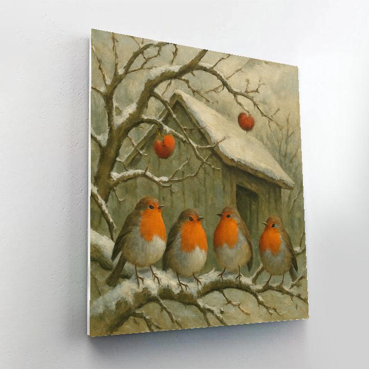 Winter Robins In The Orchard Nook paint by color