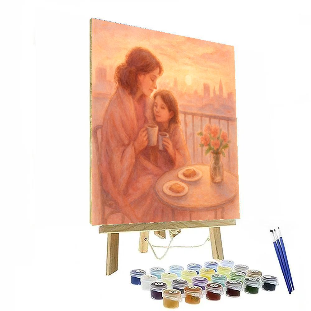 Sunrise Rooftop Breakfast With Mom paint by number