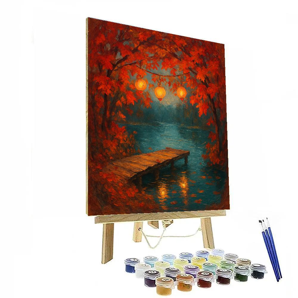 Autumn Lantern Reflections At Maple Cove DIY paint by numbers