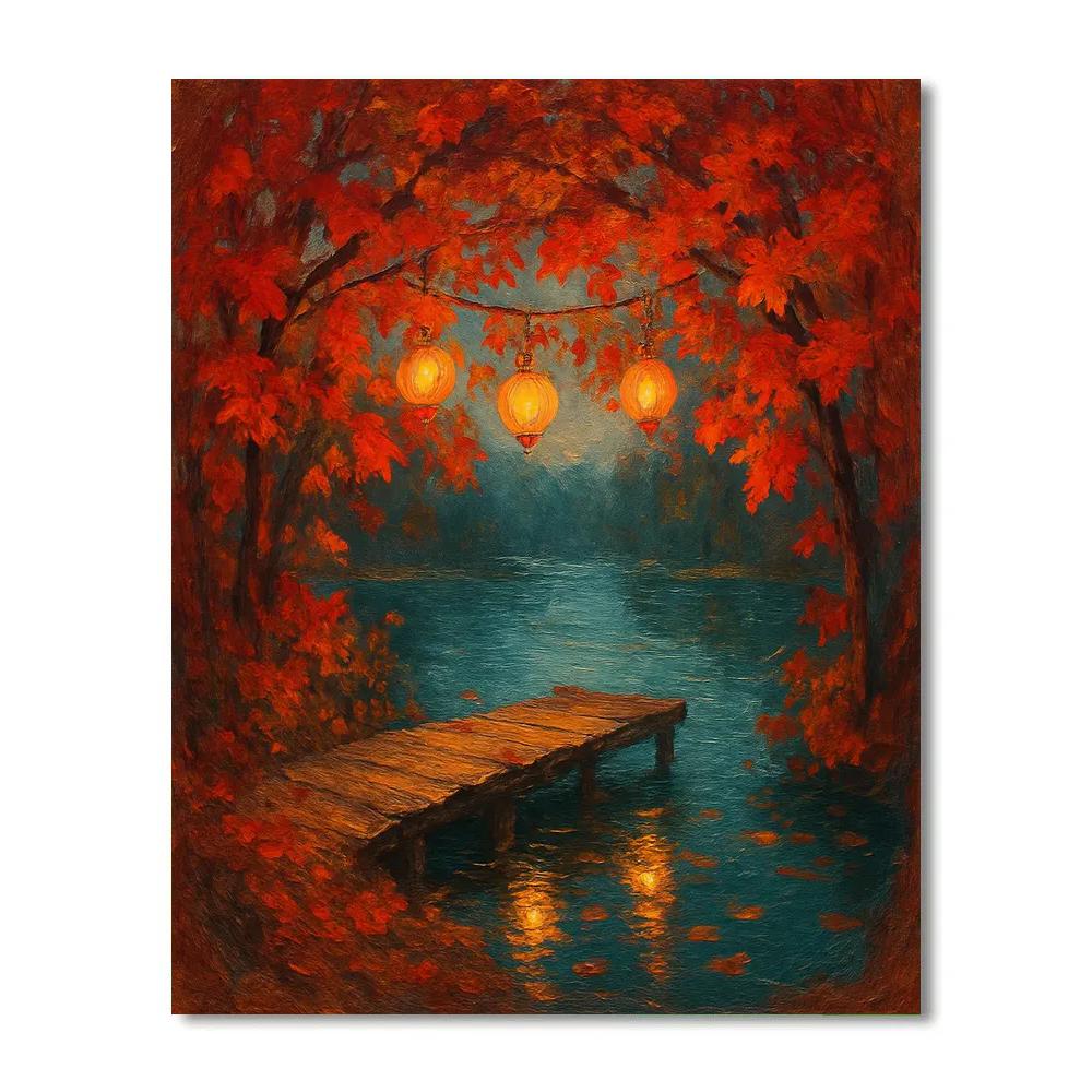 Autumn Lantern Reflections At Maple Cove DIY paint by numbers
