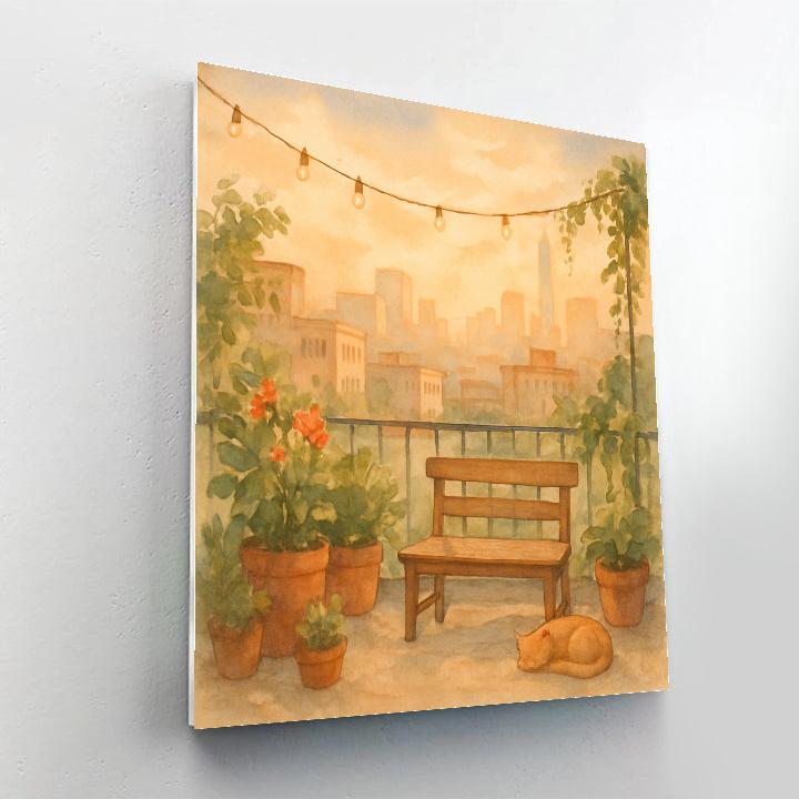 Rooftop Garden Over Skyline paint by number