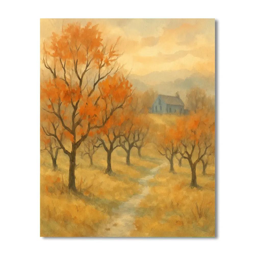 Golden Orchard At The Edge Of Winter DIY paint by numbers