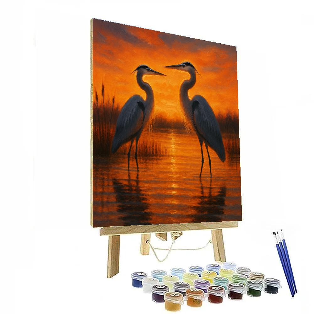 Herons At The Ember Marsh paint by number