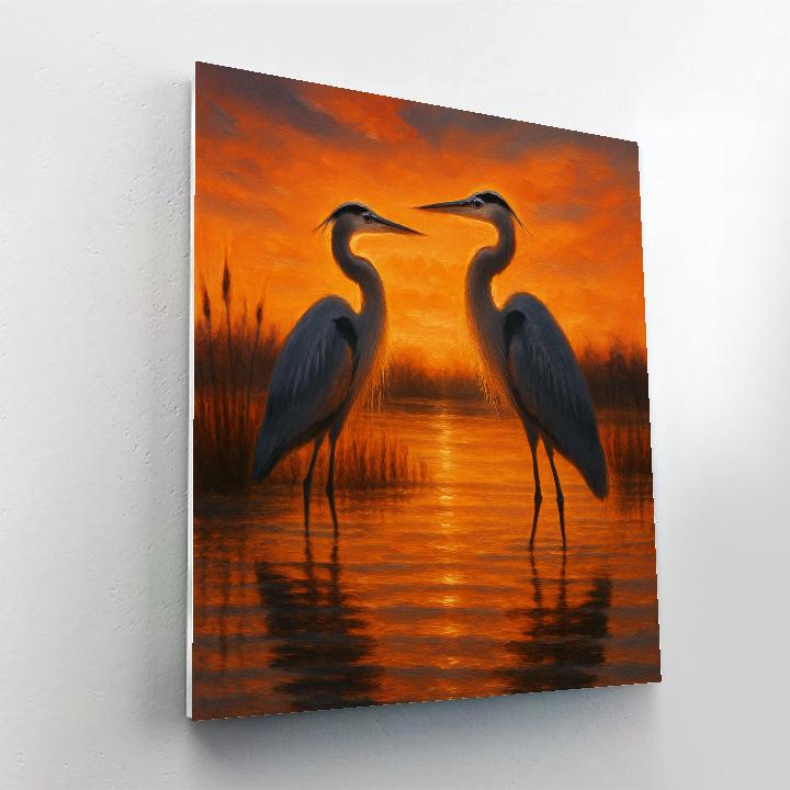 Herons At The Ember Marsh paint by number