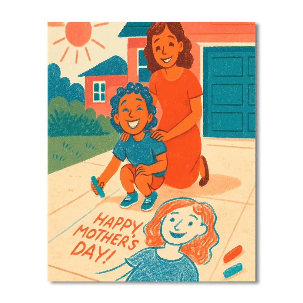 Sidewalk Chalk Portrait Of Mom paint by numbers