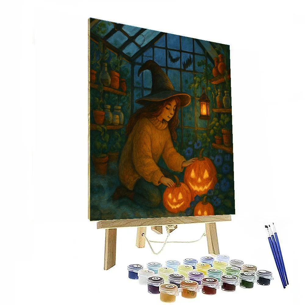 Witch Greenhouse Under The Harvest Moon paint by numbers