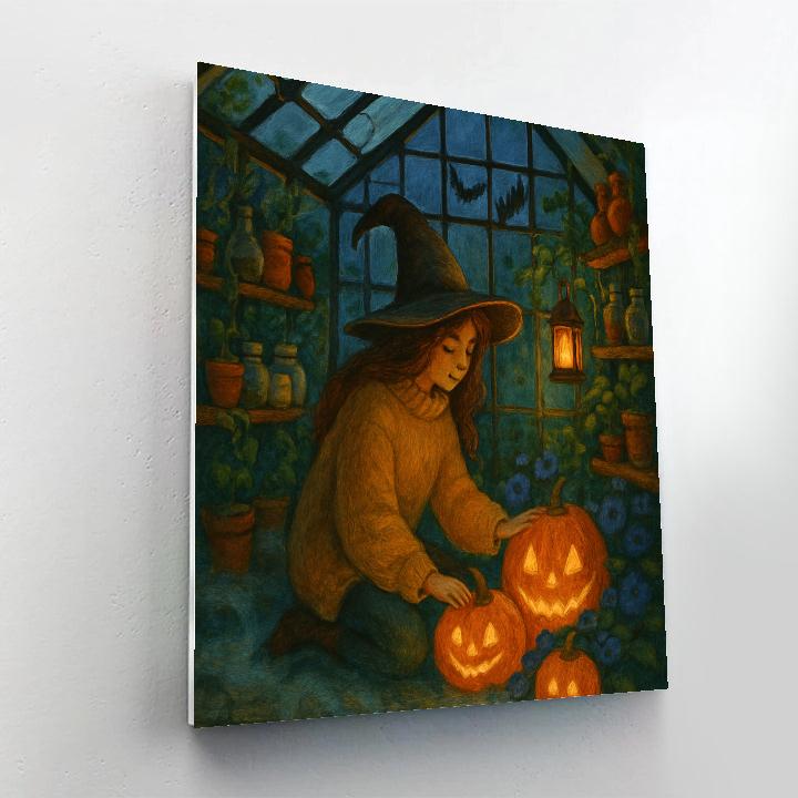 Witch Greenhouse Under The Harvest Moon paint by numbers