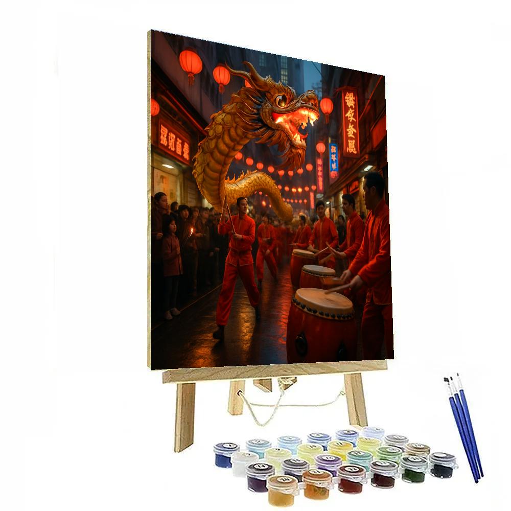 Chinese New Year Dragon Dance In Hong Kong Painting by numbers kit