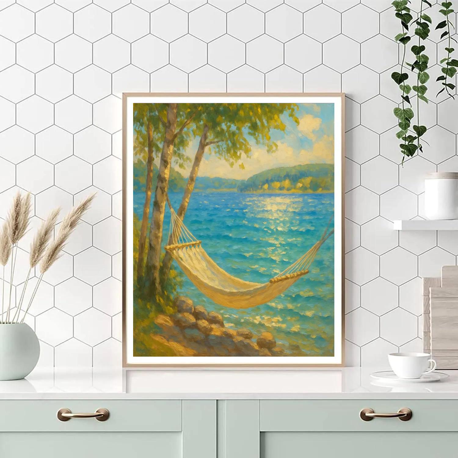 Summer Hammock Bay At Blueglass Lake Number painting