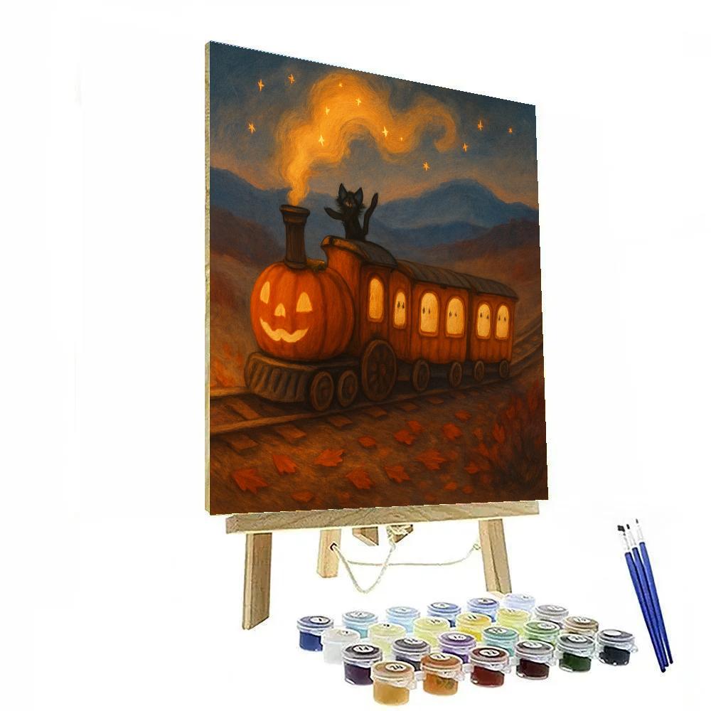 Enchanted Pumpkin Train Through Autumn Valley DIY paint by numbers
