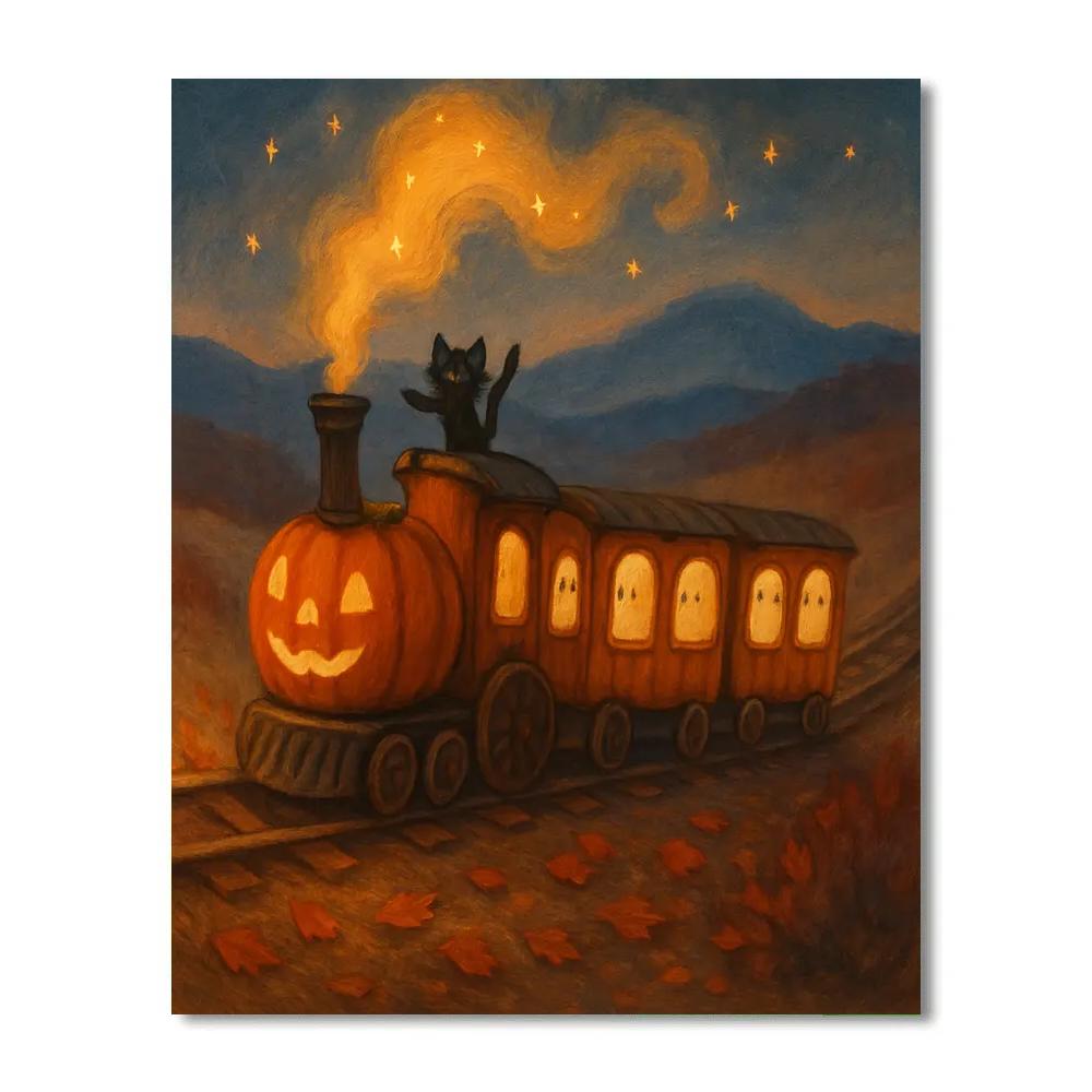 Enchanted Pumpkin Train Through Autumn Valley DIY paint by numbers