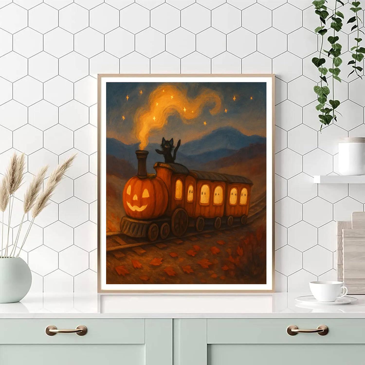 Enchanted Pumpkin Train Through Autumn Valley DIY paint by numbers