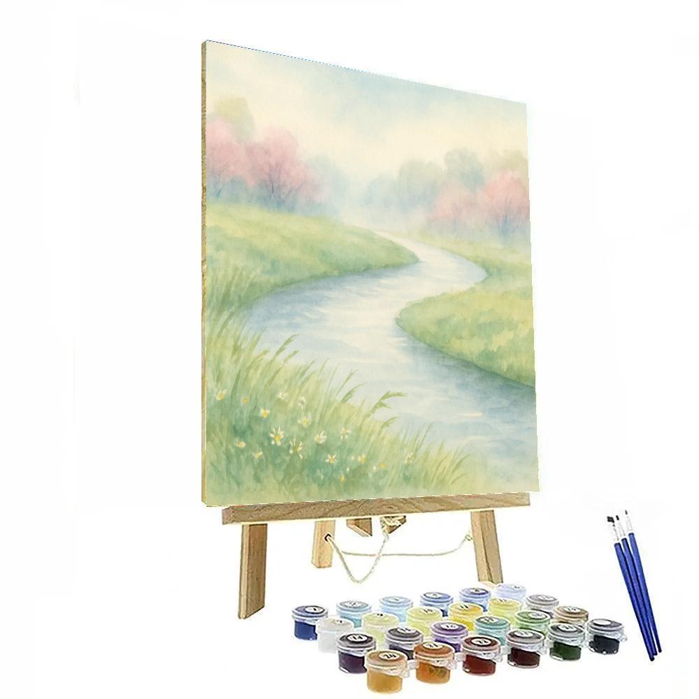 Misty Riverbend In Spring Paint by numbers kits