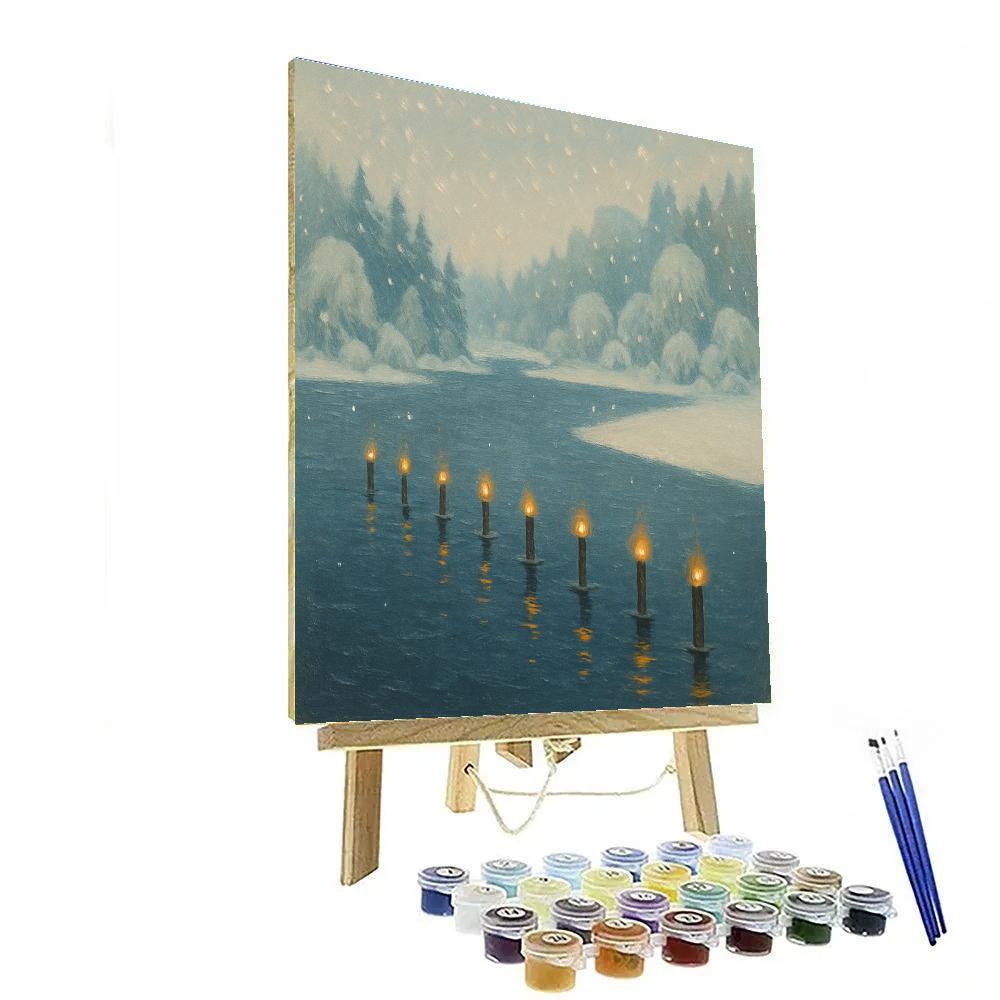 Snowfall Silence On Lantern Lake Paint by numbers art