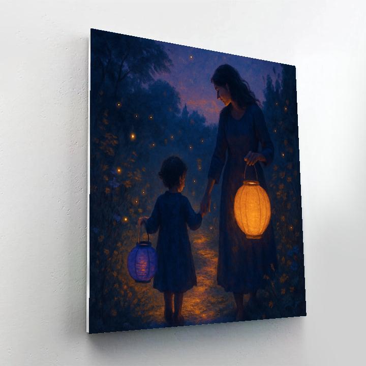 Mother And Child Lantern Walk paint by numbers