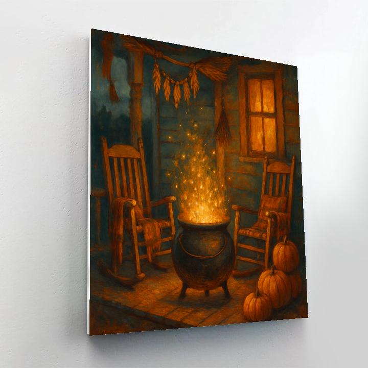 Autumn Porch Cauldron Of Fireflies painting number kit
