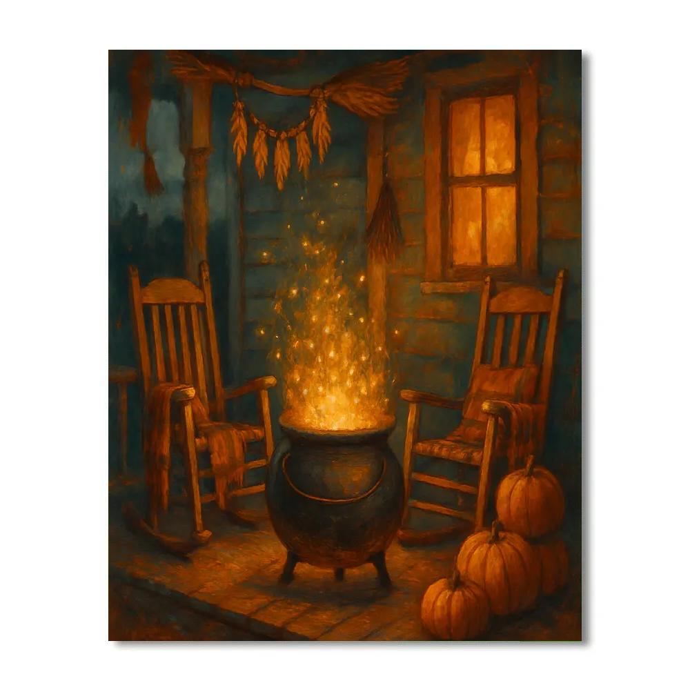 Autumn Porch Cauldron Of Fireflies painting number kit