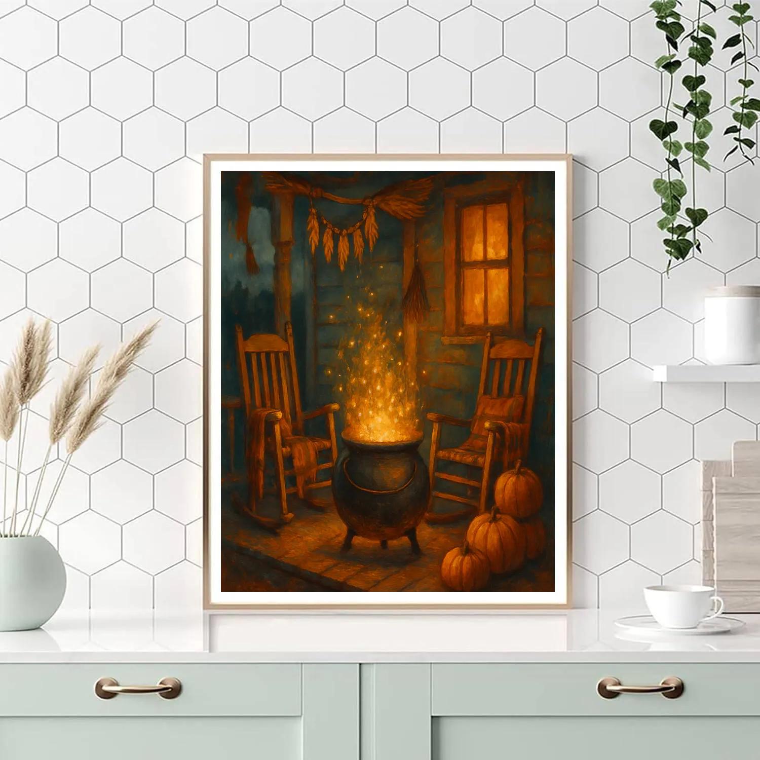Autumn Porch Cauldron Of Fireflies painting number kit