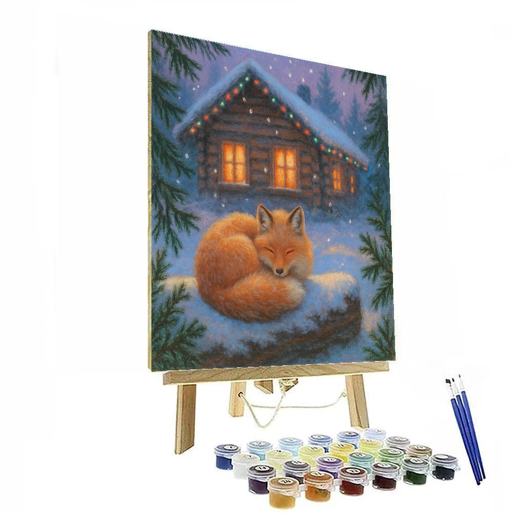Cozy Fox At The Christmas Cabin Paint by numbers kits