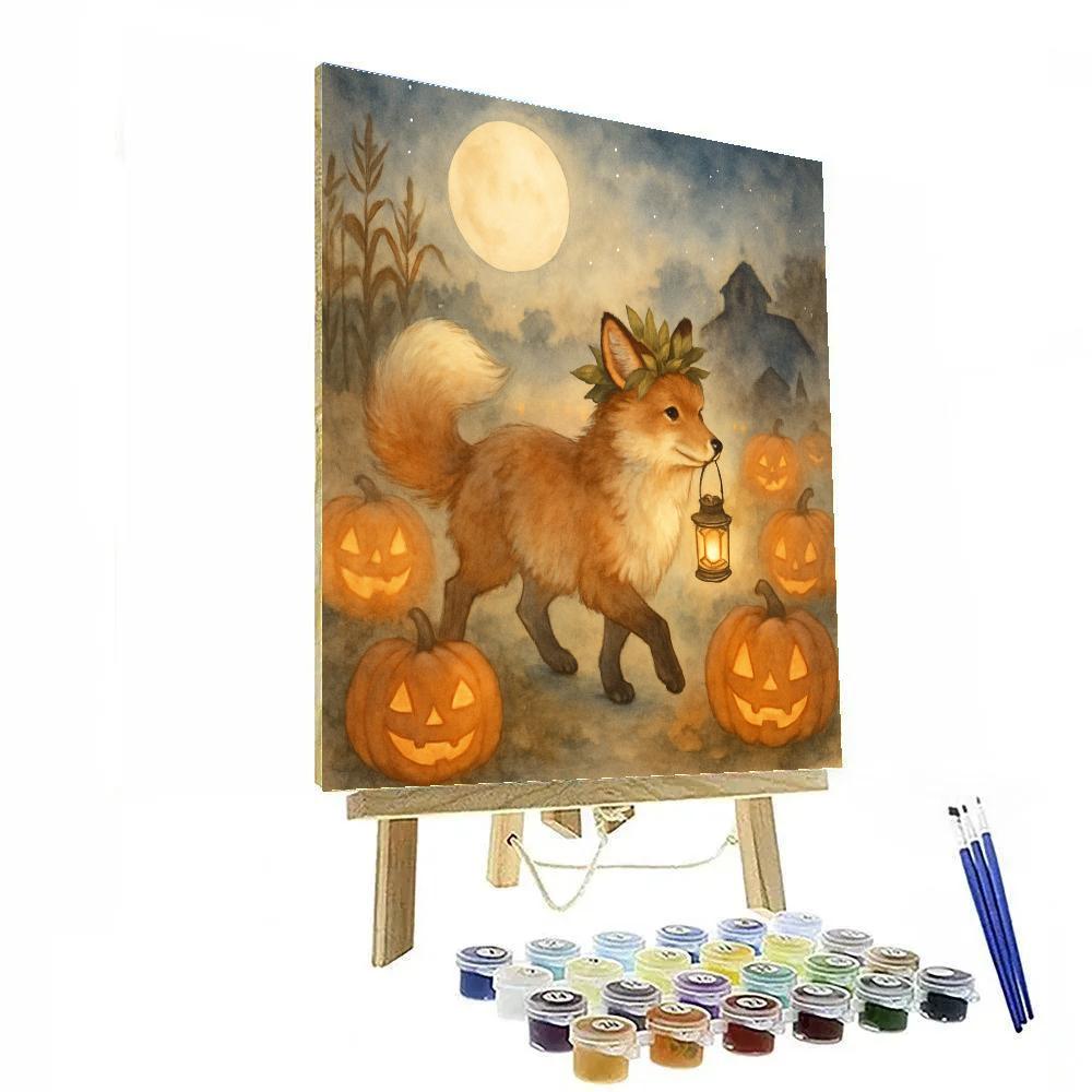 Lantern Fox In The Pumpkin Patch painting number kit