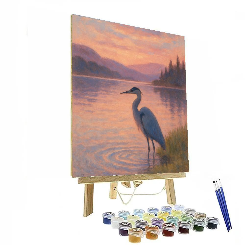 Heron At Roseglass Evening Shore DIY paint by numbers