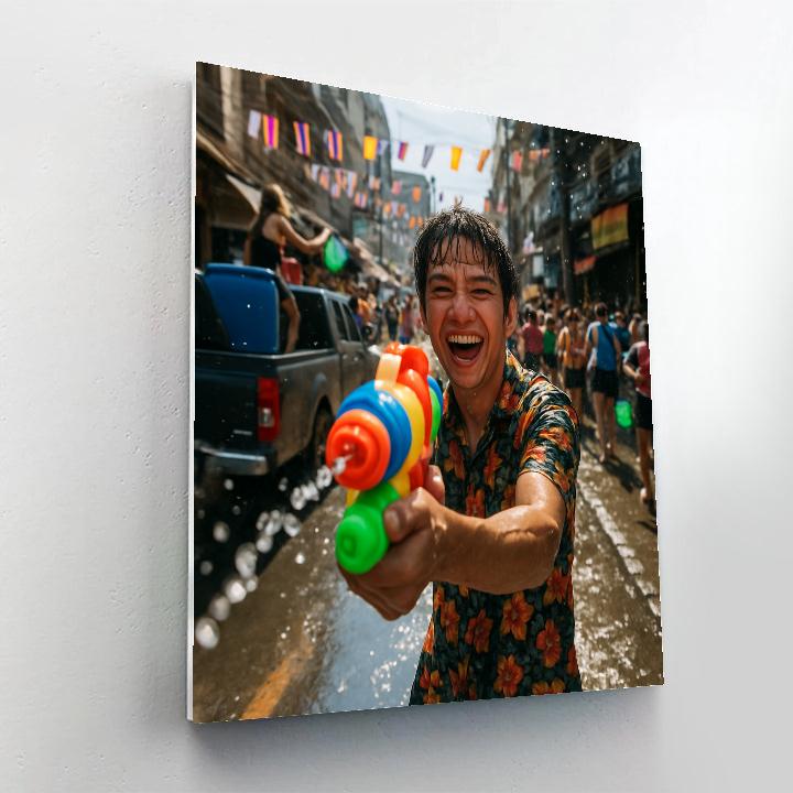 Songkran Water Festival On Bangkok Street DIY paint by numbers
