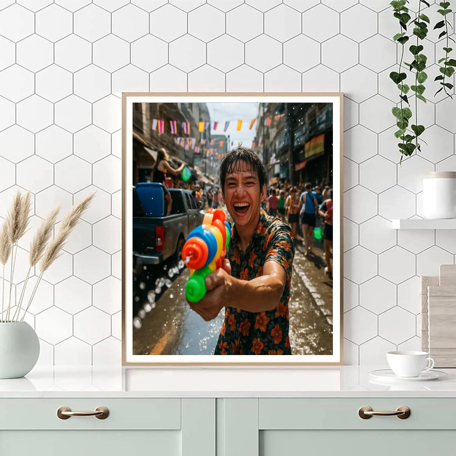 Songkran Water Festival On Bangkok Street DIY paint by numbers