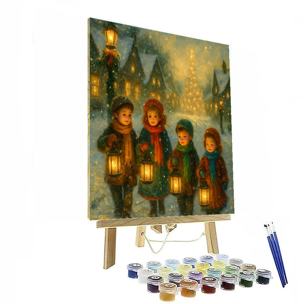 Lantern Parade Through Winter Village paint by number