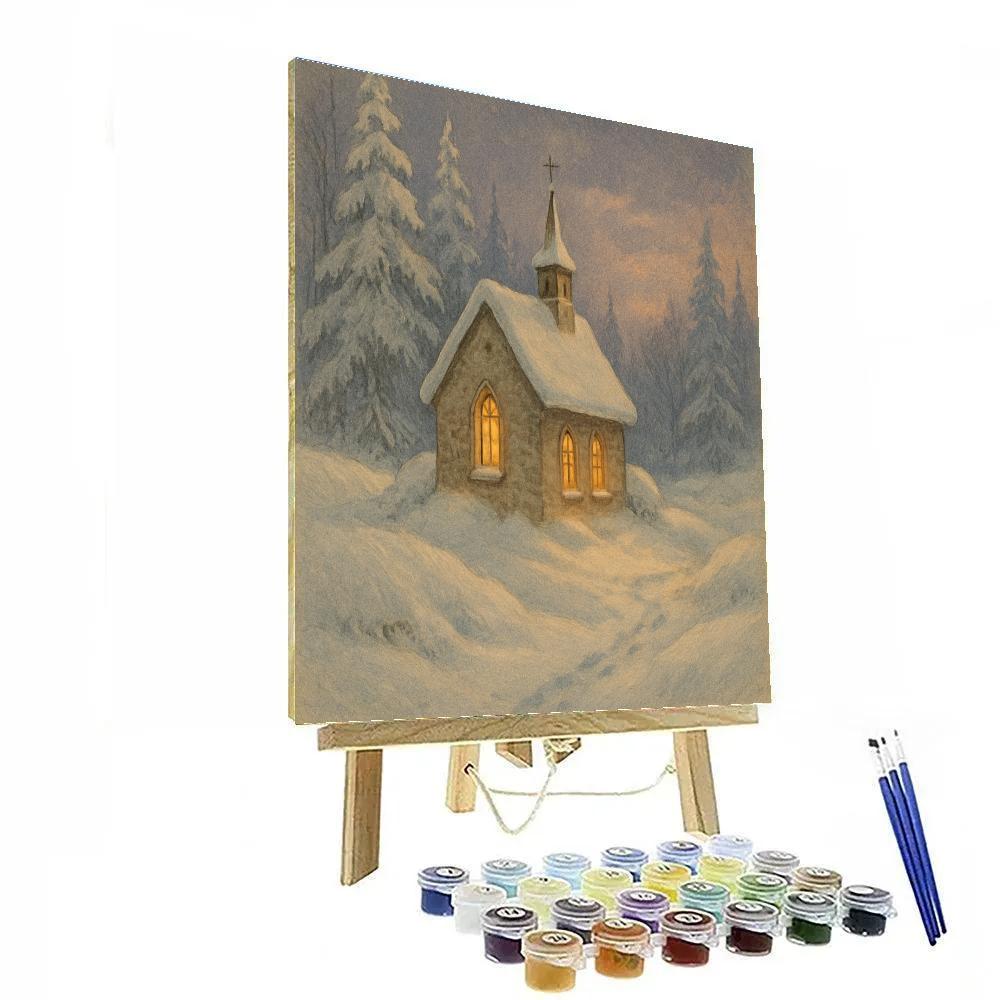 Snowdrift Chapel At Evening Bell paint by number