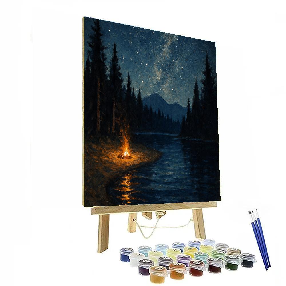 Campfire Echo On Starlit Lake paint by numbers