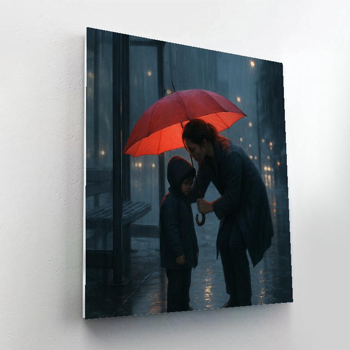 Bus Stop Umbrella Shelter With Mom paint by number
