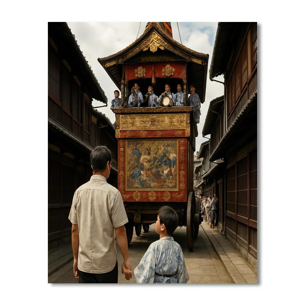 Gion Matsuri Float Procession In Kyoto paint by color