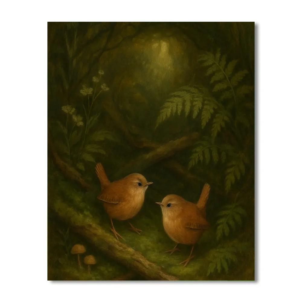 Chestnut Wrens In The Mossy Hollow Paint by numbers kits
