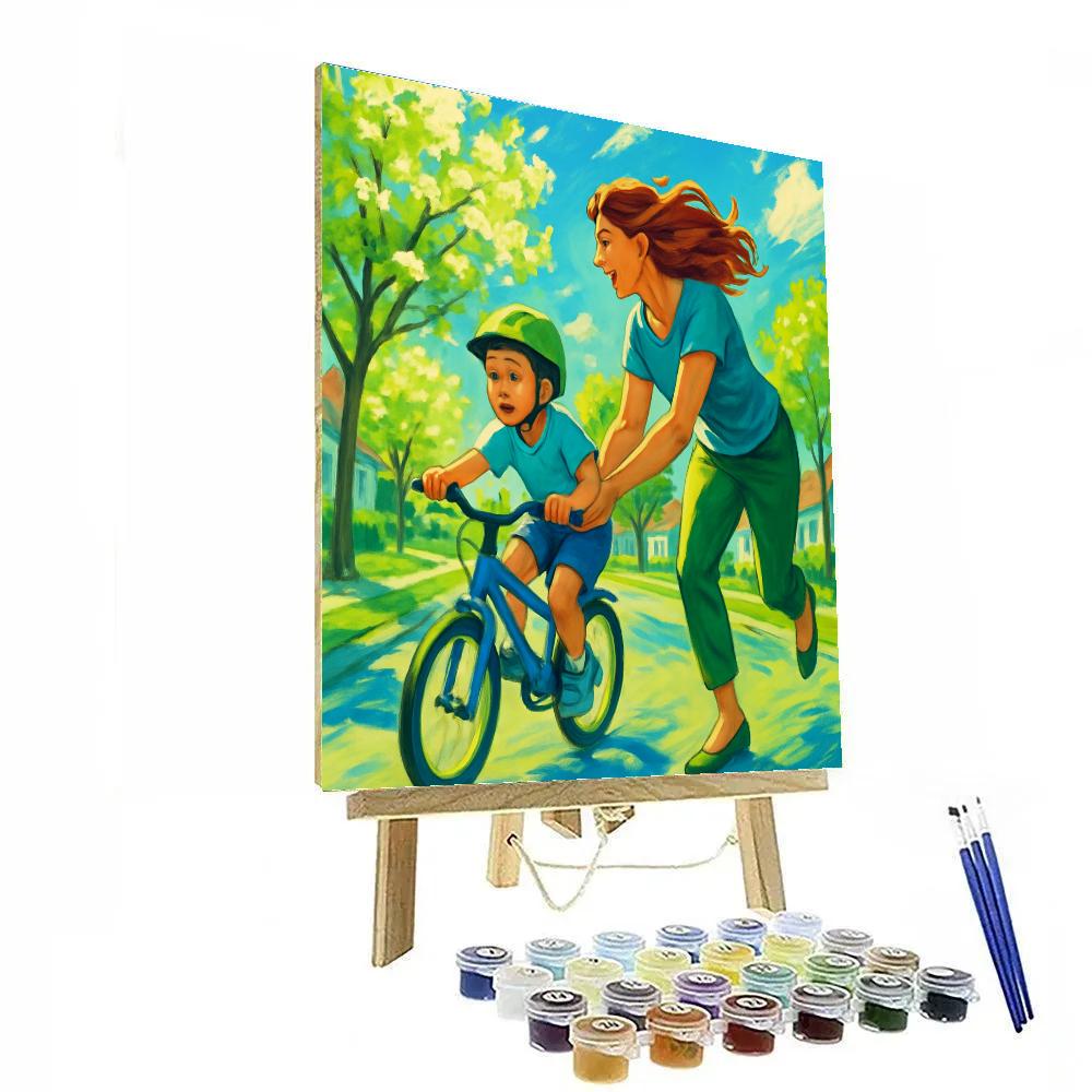 Learning To Ride A Bike With Mom Number painting