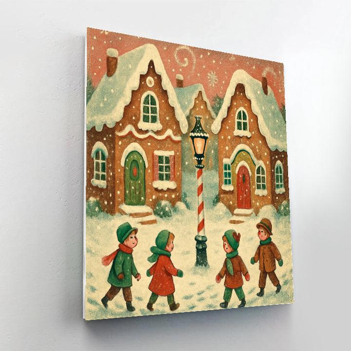 Gingerbread Street In Snowy Town Painting by numbers kit