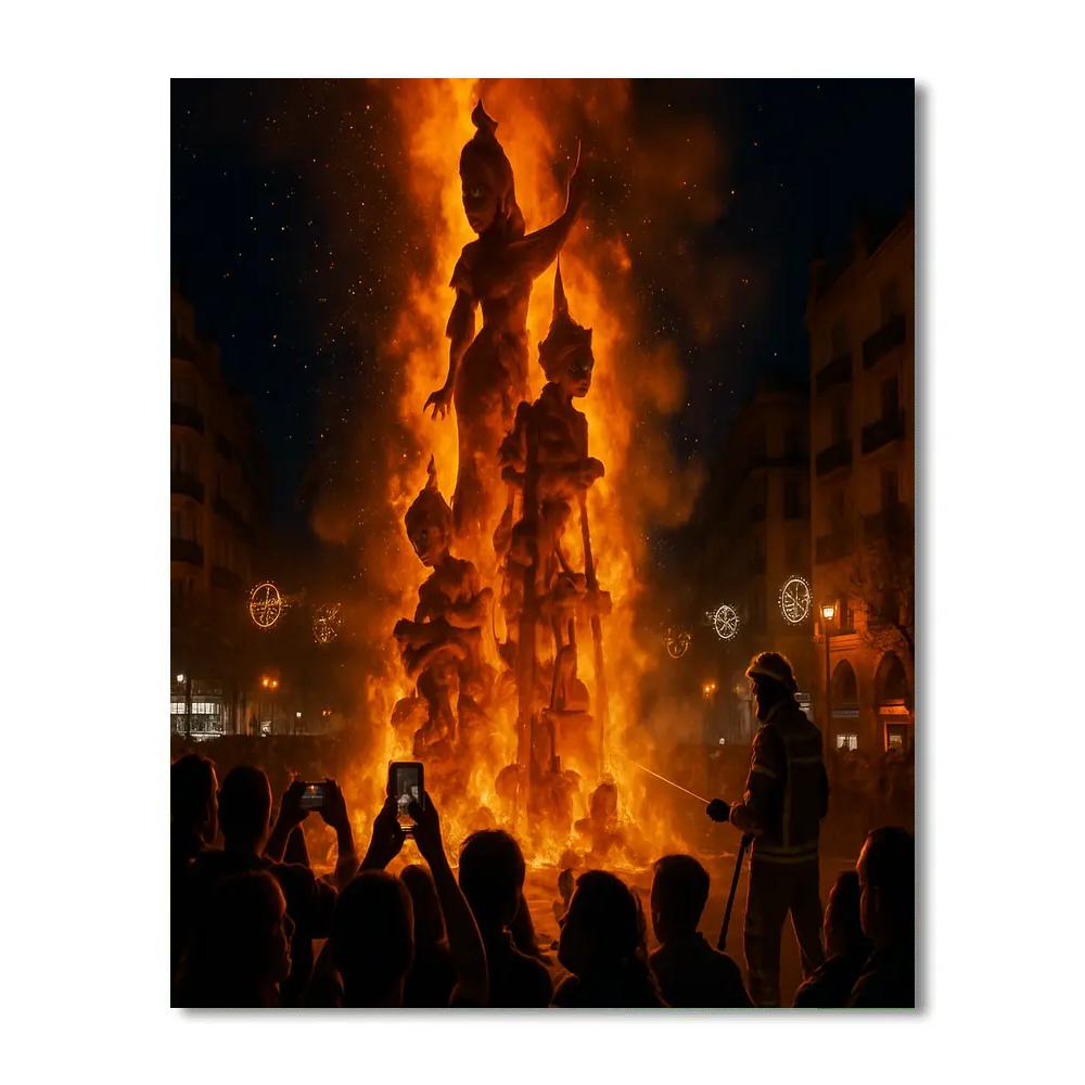Burning Of The Fallas In Valencia Night DIY paint by numbers
