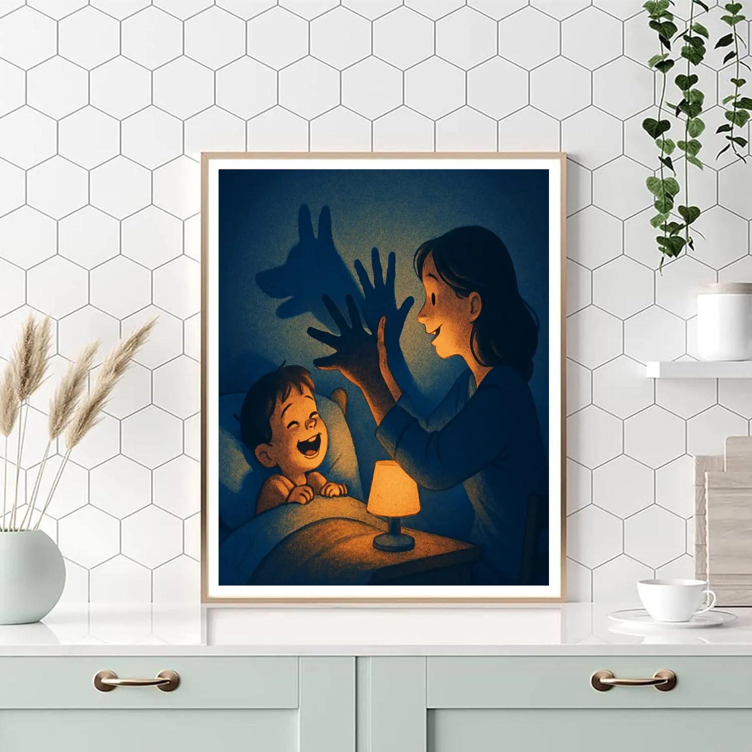 Bedtime Shadow Puppets With Mom paint by color