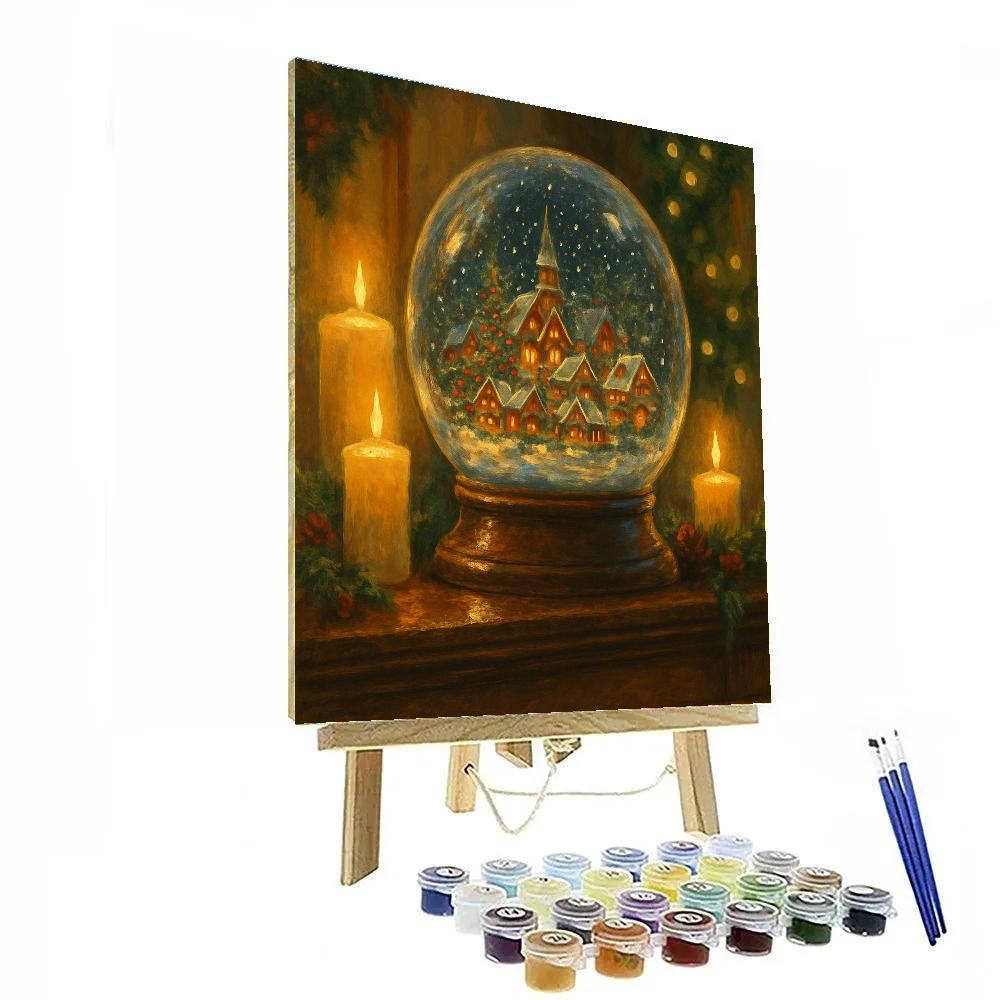 Snow Globe Town On The Mantel Paint by numbers kits