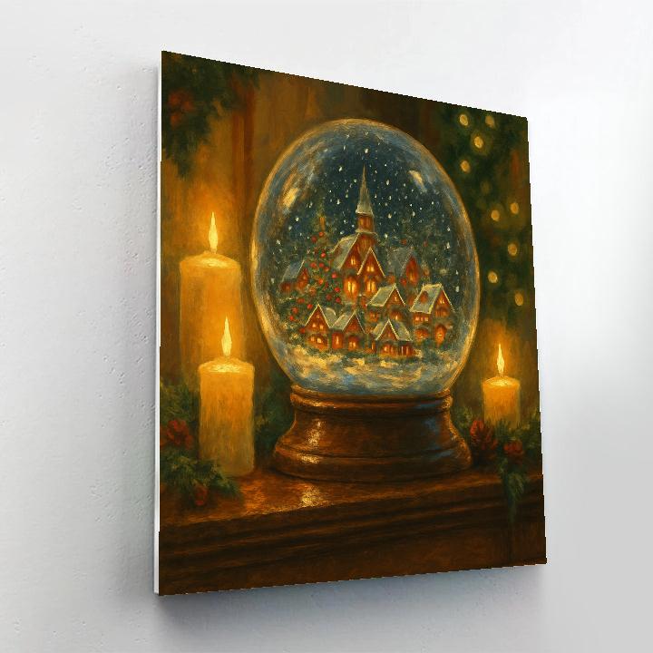 Snow Globe Town On The Mantel Paint by numbers kits