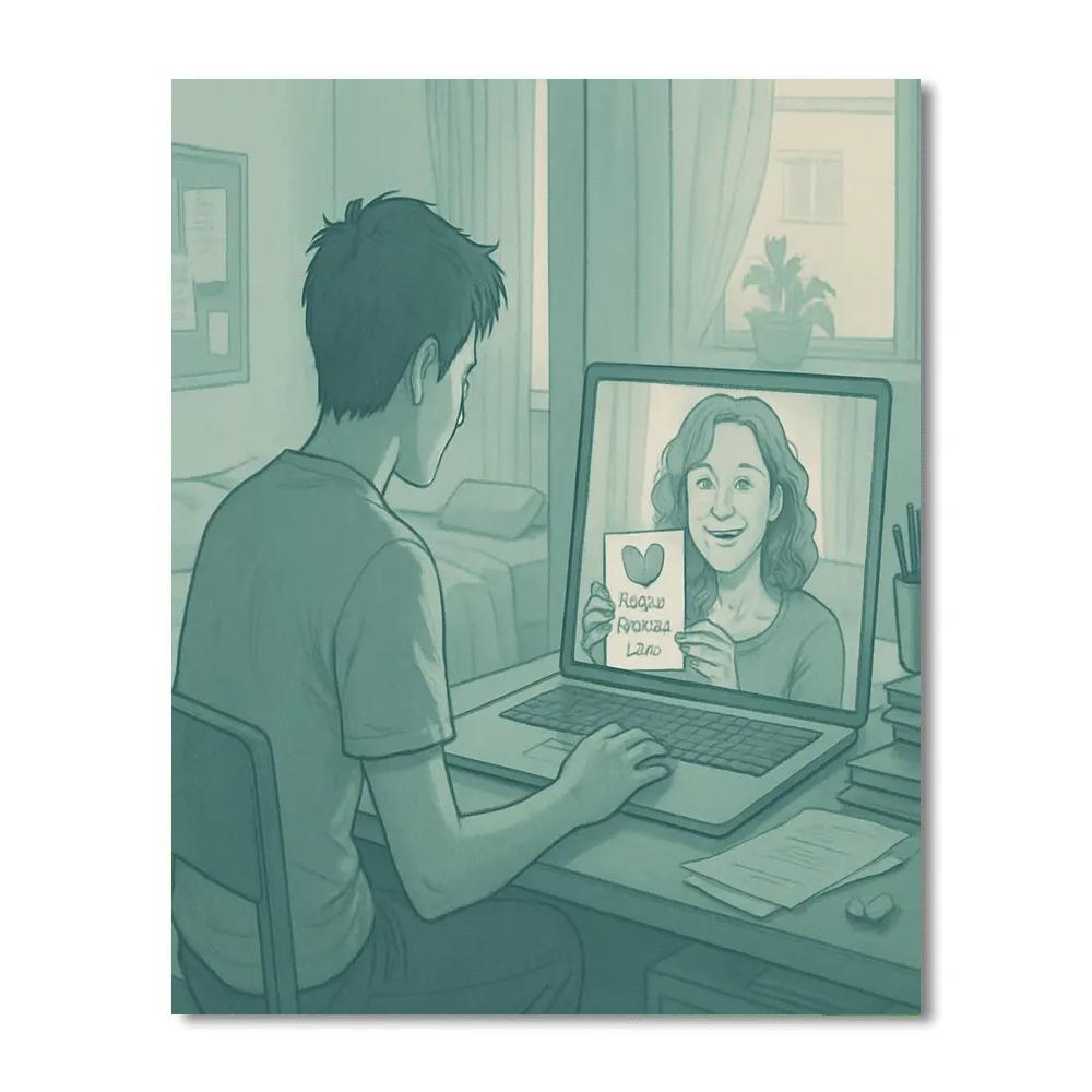 College Dorm Video Call With Mom DIY paint by numbers