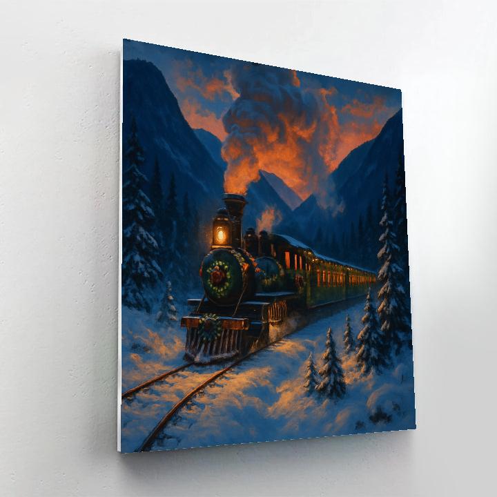 Christmas Train Through Frozen Valley DIY paint by numbers