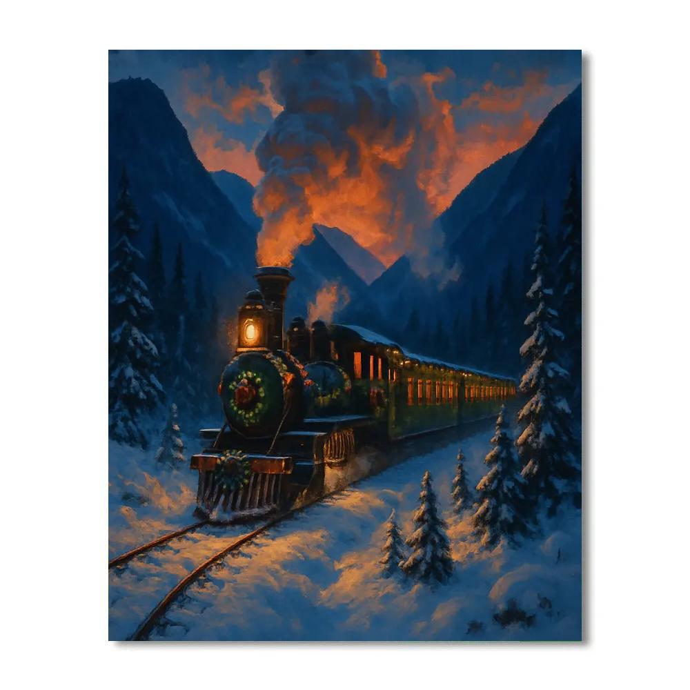 Christmas Train Through Frozen Valley DIY paint by numbers